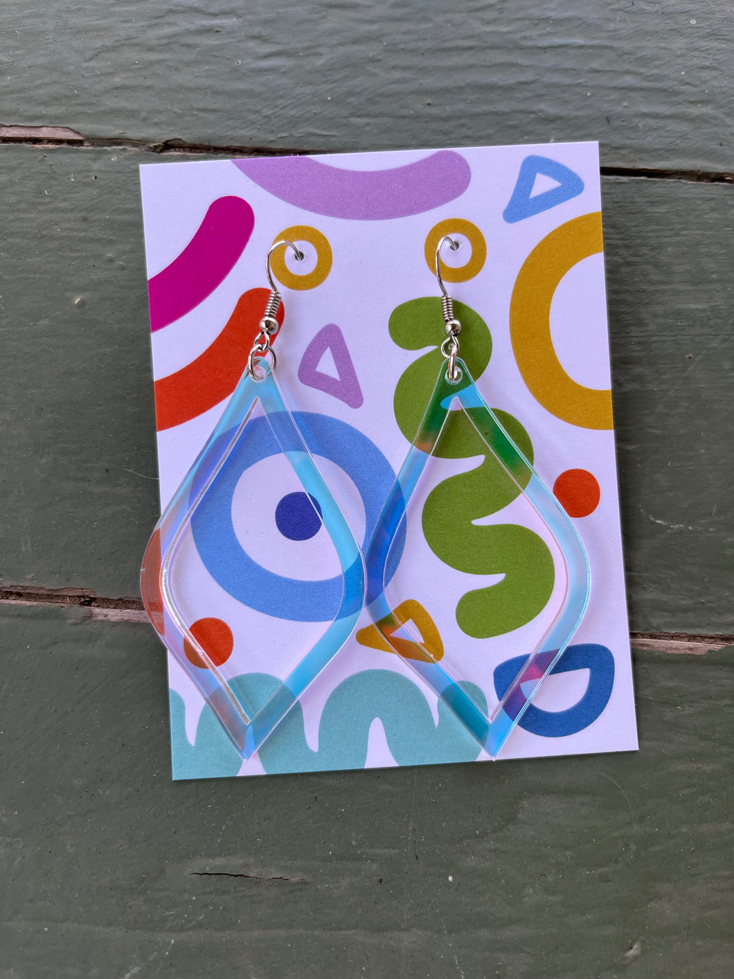 Mirrored Briolette acrylic earrings, large