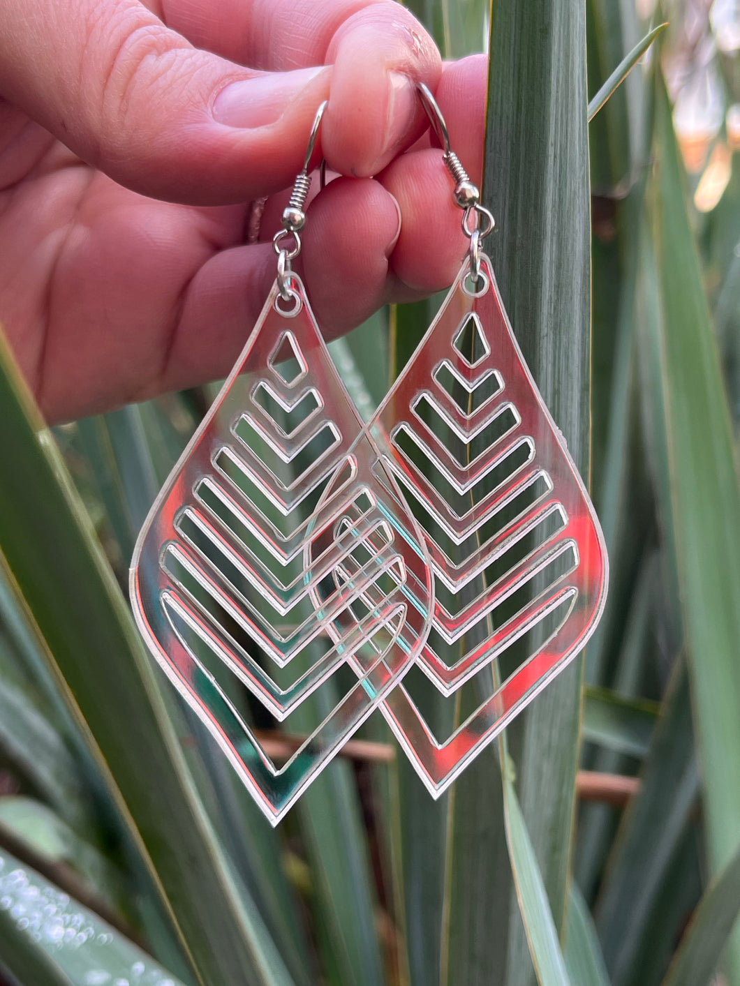 Fir acrylic earring, large