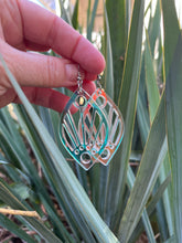 Load image into Gallery viewer, Art Deco Sunrise mirrored acrylic earrings, large
