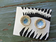 Load image into Gallery viewer, Handmade Ceramic Earrings, Blue and Grey Glazes
