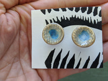 Load image into Gallery viewer, Handmade Ceramic Earrings, Blue and Grey Glazes
