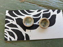 Load image into Gallery viewer, Handmade Ceramic Earrings, Earthy Green Glaze
