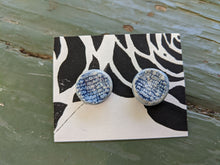 Load image into Gallery viewer, Handmade Ceramic Earrings, Dark Blue Glaze with Contrasting Texture
