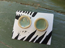 Load image into Gallery viewer, Handmade Ceramic Earrings, Green Glaze
