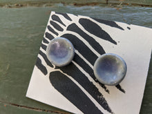 Load image into Gallery viewer, Handmade Ceramic Earrings with Soft Blue Glaze
