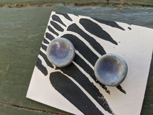 Handmade Ceramic Earrings with Soft Blue Glaze