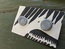 Load image into Gallery viewer, Handmade Ceramic Earrings with Glossy Soft Blue Glaze
