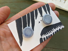 Load image into Gallery viewer, Handmade Ceramic Earrings with Glossy Soft Blue Glaze
