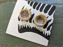 Load image into Gallery viewer, Handmade Ceramic Earrings with Glossy Amber Glaze
