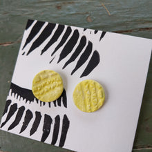 Load image into Gallery viewer, Handmade ceramic earrings, yellow glaze
