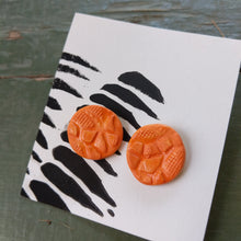 Load image into Gallery viewer, Ceramic earrings, orange glaze
