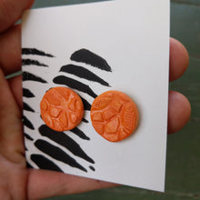 Load image into Gallery viewer, Ceramic earrings, orange glaze
