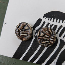 Load image into Gallery viewer, Ceramic earrings, white with black glaze
