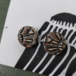 Ceramic earrings, white with black glaze