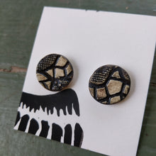 Load image into Gallery viewer, Ceramic earrings, white with black glaze
