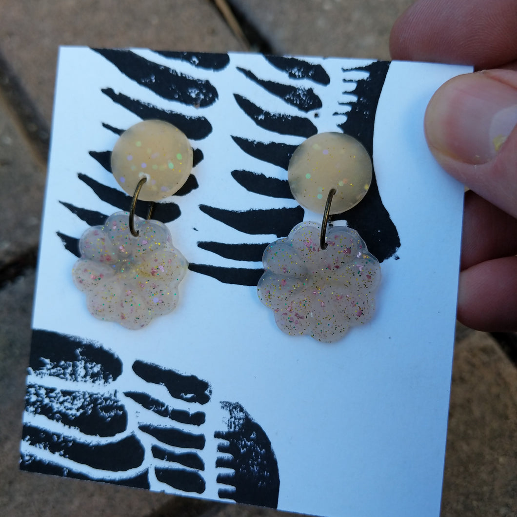 Peach Petals resin earrings