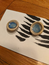 Load image into Gallery viewer, Handmade Ceramic Earrings, small, studs, deep blue glaze porcelain
