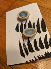 Load image into Gallery viewer, Handmade Ceramic Earrings, small, studs, deep blue glaze porcelain
