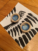 Load image into Gallery viewer, Handmade Ceramic Earrings, blue glaze, small, studs
