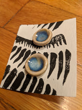 Load image into Gallery viewer, Handmade Ceramic Earrings, blue glaze, small, studs
