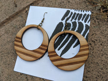 Load image into Gallery viewer, Mirror Lake hoops, large laser cut earrings with etching
