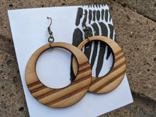 Load image into Gallery viewer, Mirror Lake hoops, large laser cut earrings with etching
