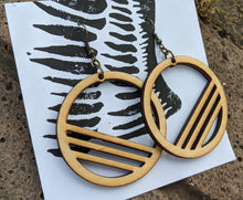 Load image into Gallery viewer, Banded hoops, large earrings in Baltic Birch
