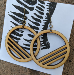 Banded hoops, large earrings in Baltic Birch