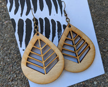 Load image into Gallery viewer, A Leaf in the Forest, lasercut birch earrings
