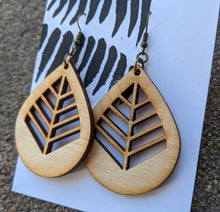 Load image into Gallery viewer, A Leaf in the Forest, lasercut birch earrings
