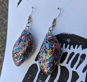 New Year's Party glitter resin earrings