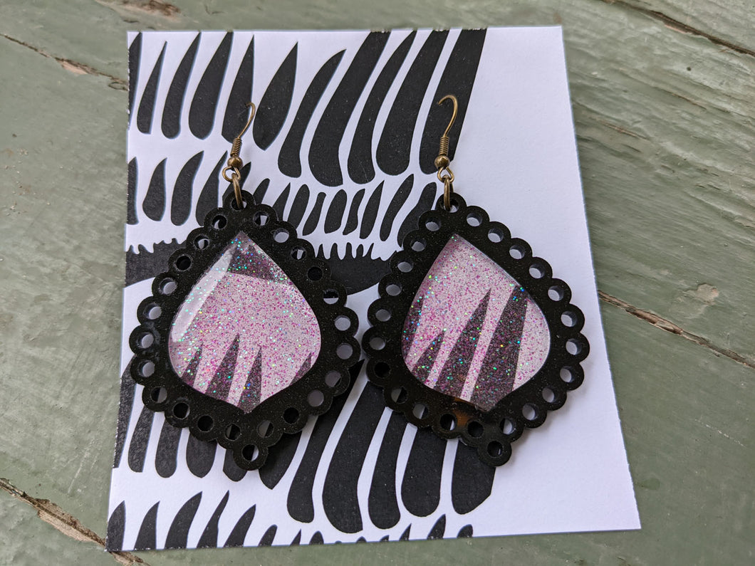 Rose-Colored Mirror resin earrings